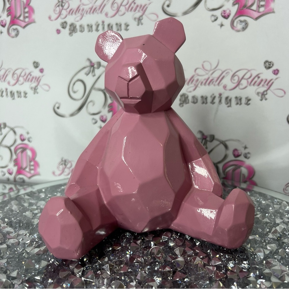 Geometric Pink Bear Figurine home decor cute figurine bear 🐻 geometrical